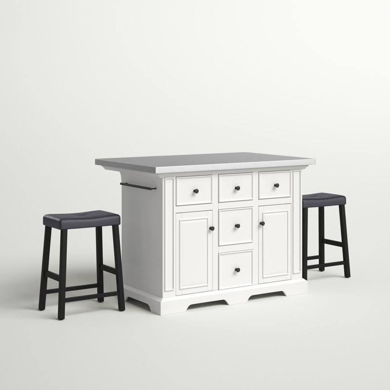 Three Posts™ Diamondback 50'' Wide Kitchen Island Set with Stainless